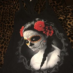 Racer back Tank Tunic with Sugar Skull lady